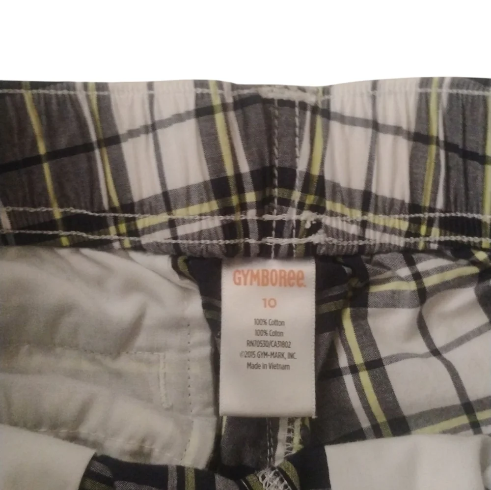 Gymboree Boys Black, Blue Plaid Elastic Waistband Shorts Size 10